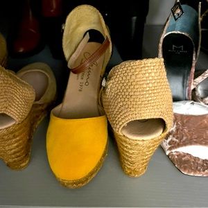 14. Made in Spain sunflower yellow suede espadrilles